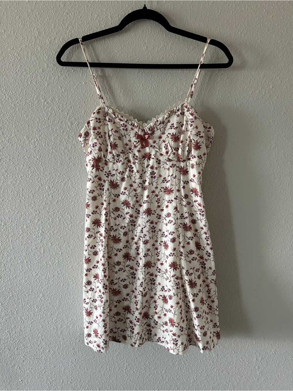 Trixxi Cream Slip Dress with Burgundy Floral